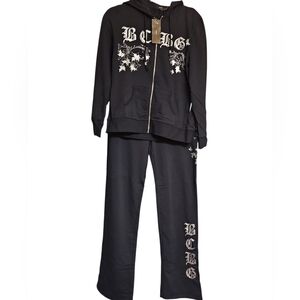 Bcbg maxazria Black Rhinestone Tracksuit Sz XL Like New